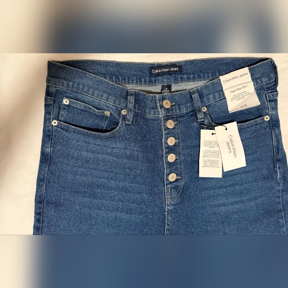 NWT Calvin Klein High Rise Blue Denim Jeans SIZE 14/32 CLOUSURE bottom - Picture 3 of 7